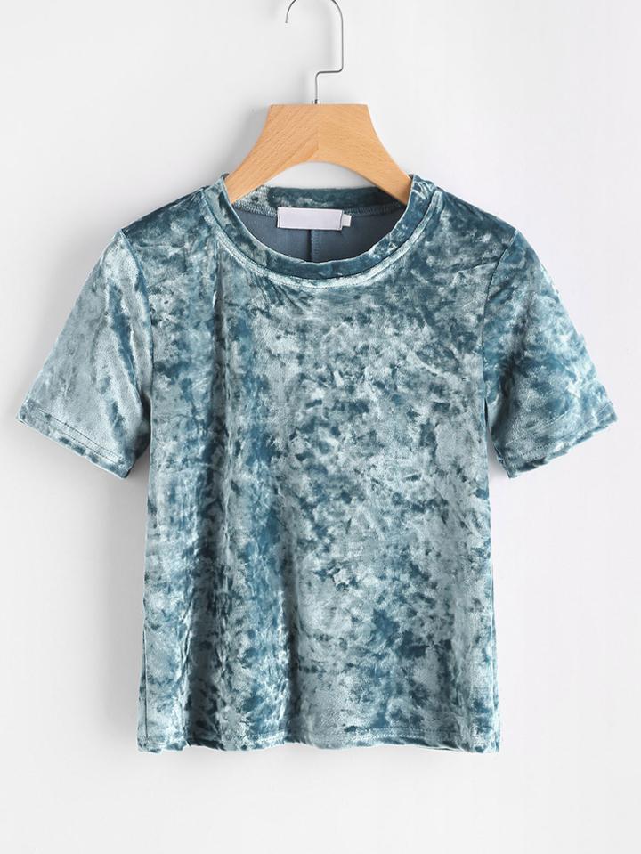 Romwe Slit Back Velvet Tee