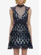 Romwe Deep V Neck Sheer Mesh Sleeveless Dress With Appliques