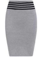 Romwe Striped Waist Knit Grey Skirt