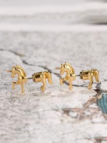 Romwe Unicorn Shape Stud Earrings