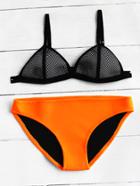 Romwe Net Detail Mix & Match Bikini Set