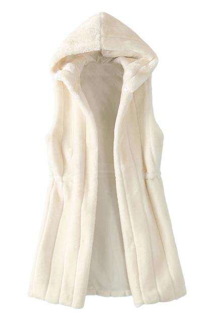 Romwe Sheer White Drawstring Hoodied Vest