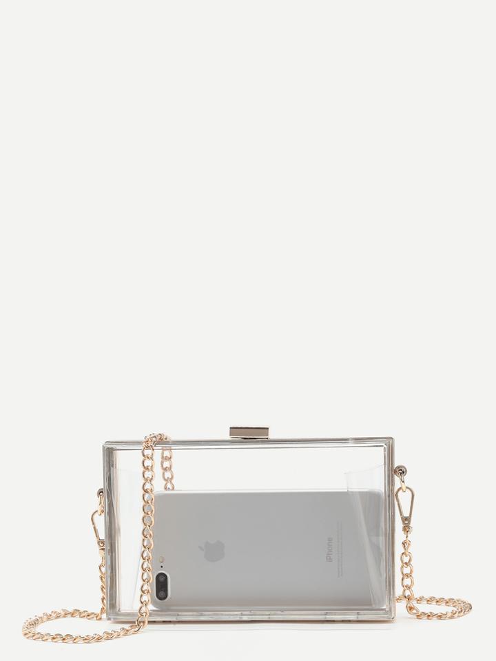 Romwe Clear Chain Clutch Bag