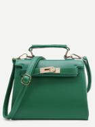 Romwe Green Pu Satchel Bag With Handle