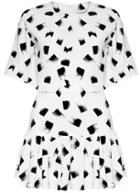 Romwe Graffiti Print Crop Top With Ruffle Skirt