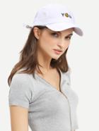 Romwe Smiley Face Embroidered Baseball Hat