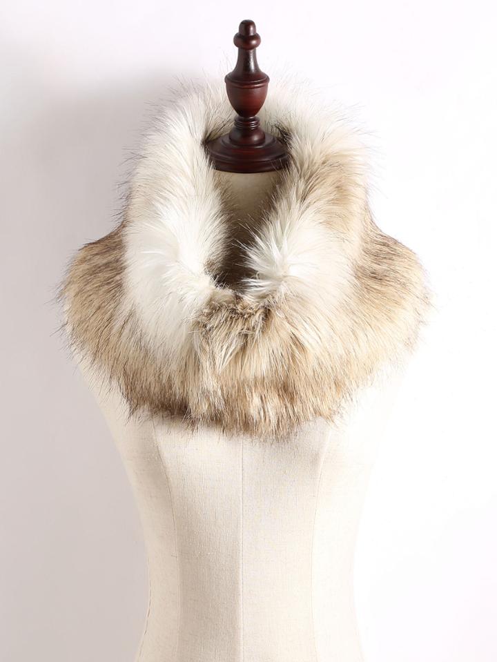Romwe Light Brown False Fox Fur Warm Scarf