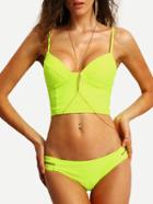 Romwe Cutout Crisscross Bikini Set