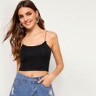 Romwe Solid Fitted Crop Cami Top