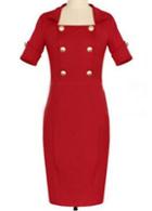 Romwe Double Breasted Bodycon Dress