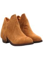 Romwe Camel Chunky Heel Almond Toe Boots