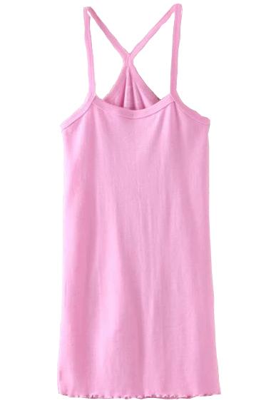 Romwe Light Pink Spaghetti Strap Peplun Hem Vest
