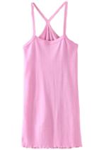 Romwe Light Pink Spaghetti Strap Peplun Hem Vest