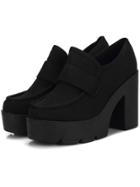 Romwe Black Thick-soled Chunky Heel Pumps