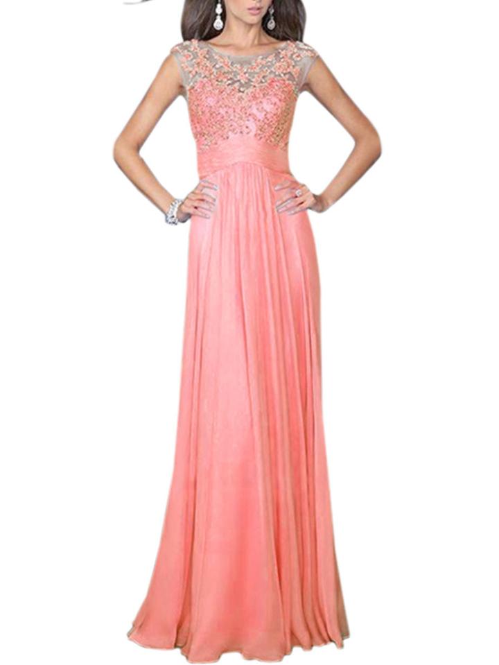 Romwe Pinke Lace Embellished Elegant Maxi Dress