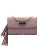 Romwe Pink Bead Tassel Chain Shoulder Bag