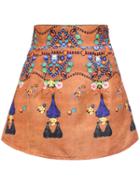 Romwe Abstract Print A-line Khaki Skirt
