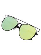 Romwe Black Metallic Top Bar Sunglasses