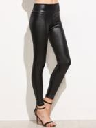 Romwe Black Pu Leather Leggings