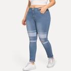Romwe Plus Knee Rips Colorblock Jeans