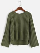 Romwe Raglan Sleeve Dip Hem Sweater