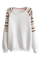 Romwe Stripes Knitted Panel Elastic Sweatshirt