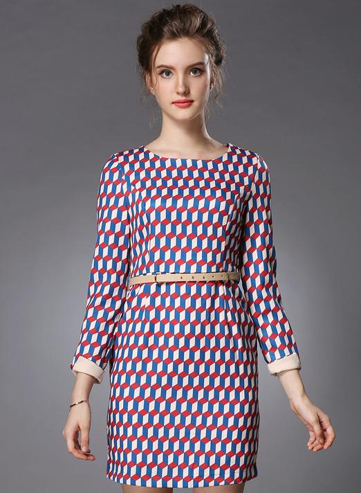 Romwe Geometric Print Slim Bodycon Dress