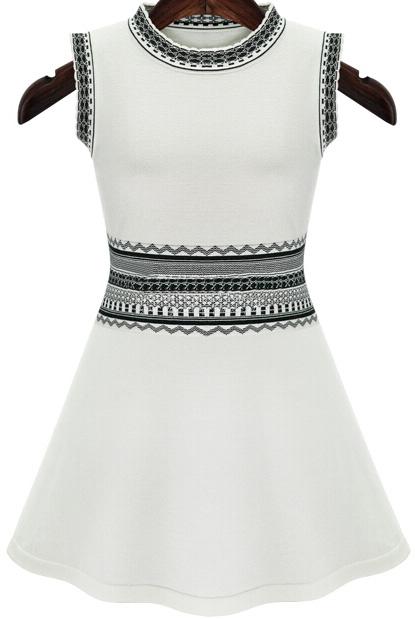 Romwe Sleeveless Jacquard Knit A-line Dress