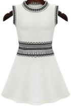 Romwe Sleeveless Jacquard Knit A-line Dress