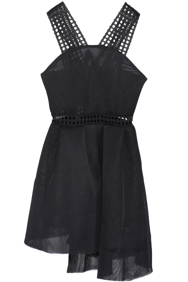 Romwe Strap Hollow Asymmetrical Dress
