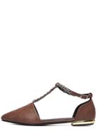 Romwe Chain T-strap D'orsay Flats - Brown