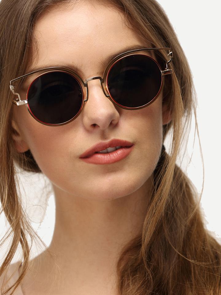 Romwe Cat Eye Grey Lenses Round Sunglasses