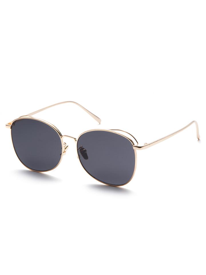 Romwe Gold Frame Black Lens Sunglasses