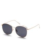 Romwe Gold Frame Black Lens Sunglasses
