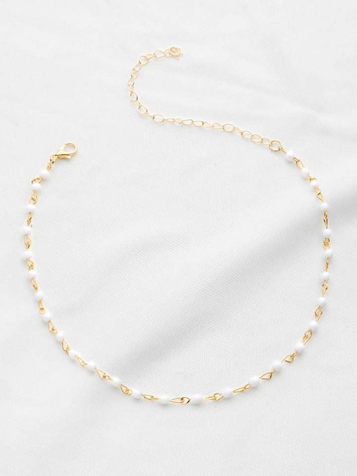 Romwe Beaded Design Delicate Chain Choker