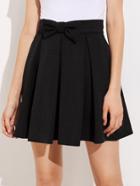 Romwe Bow Front Box Pleated Skirt