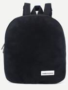 Romwe Black Zip Front Canvas Dome Backpack