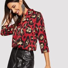 Romwe Leopard Print Button Up Shirt