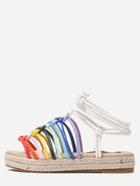 Romwe Multicolor Peep Toe Braided Strappy Espadrille Sandals