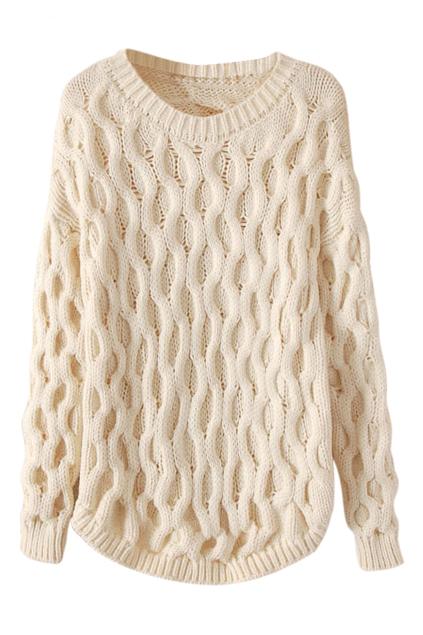 Romwe Asymmetric Twist Pattern Knitted Jumper