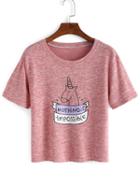 Romwe Red Cartoon Print T-shirt