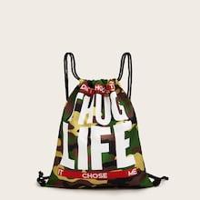 Romwe Camouflage Pattern Drawstring Backpack