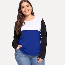 Romwe Plus Cut And Sew Panel Tee