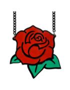 Romwe Red Acrylic Rose Flower Necklace
