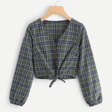 Romwe Single Breasted Knot Hem Blouse