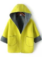 Romwe Pockets Loose Yellow Coat