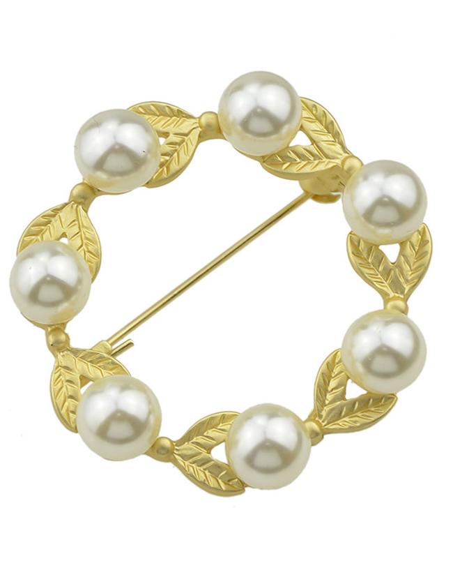 Romwe Beautiful Pearl Flower Brooch