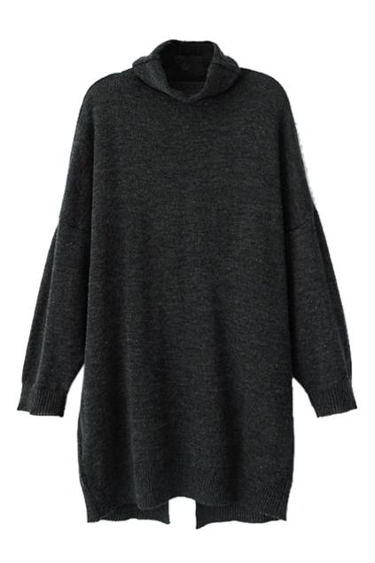 Romwe Split Grey Turtleneck Jumper