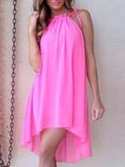 Romwe Halter High Low Chiffon Trapeze Dress