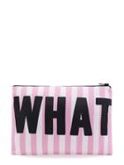 Romwe Slogan & Striped Print Zipper Cosmetic Bag